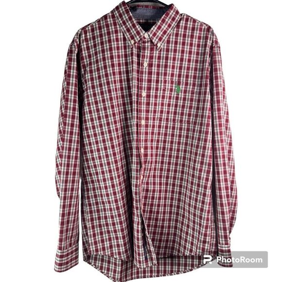 New! US POLO ASSN Red & Blue Plaid Long Sleeve Button Down Shirt Men’s Sz L - Picture 1 of 11